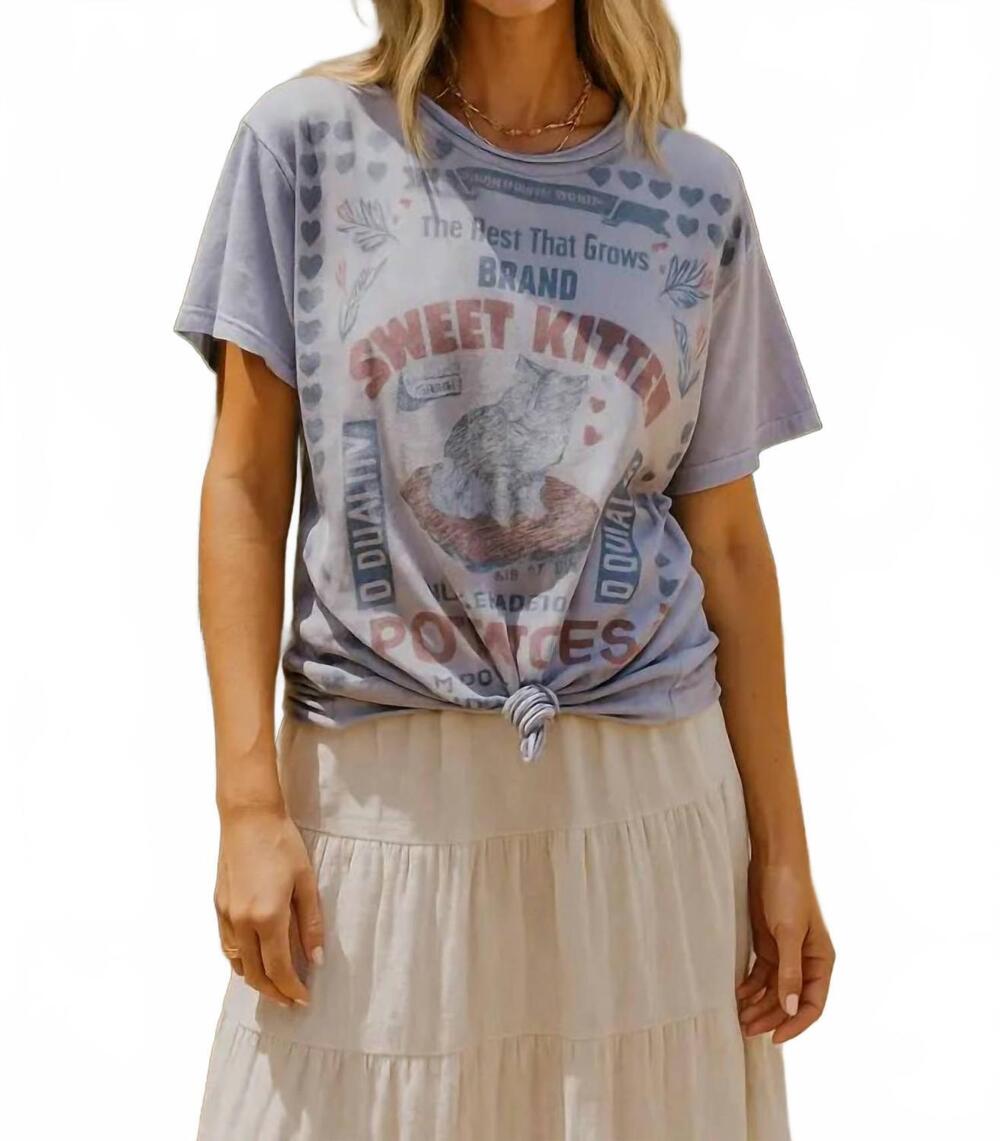 NEW THE NU VINTAGE women's sweet kitten oversized top in purple